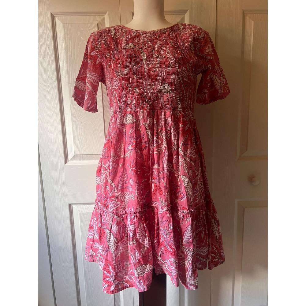 Madison Mathews Tiered Dress 100% Cotton Cottagecore Coquette Boho Western